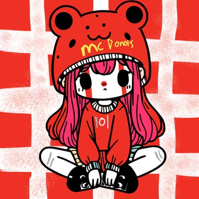 a girl wearing a frog hat and some frog socks