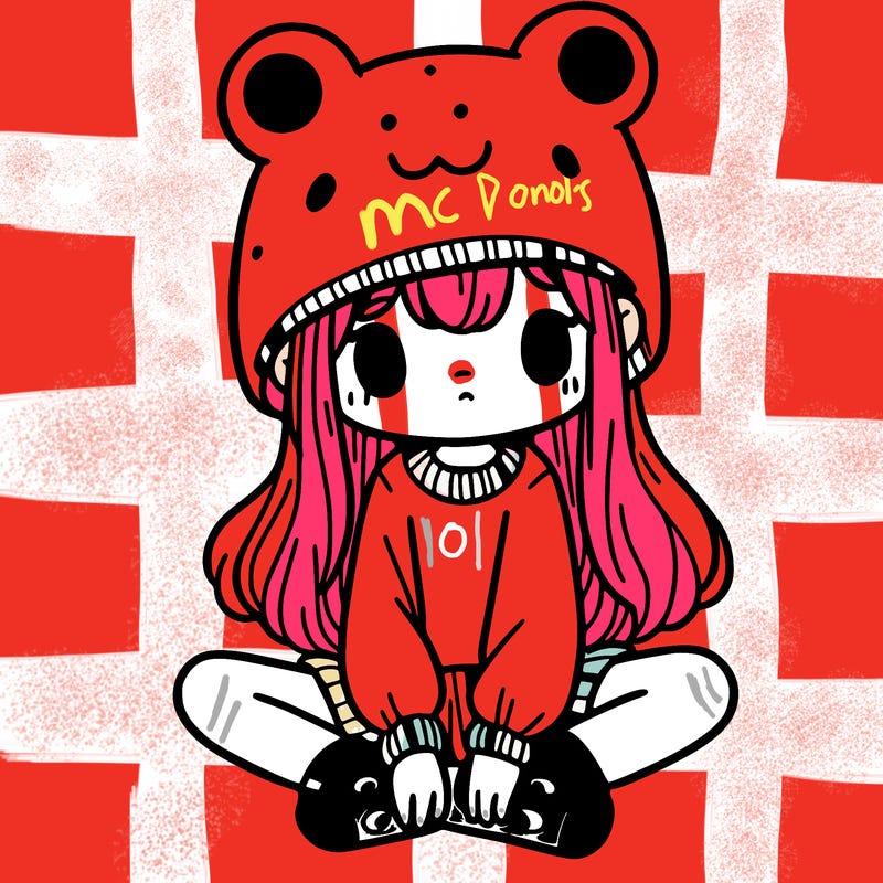 a girl wearing a frog hat and some frog socks