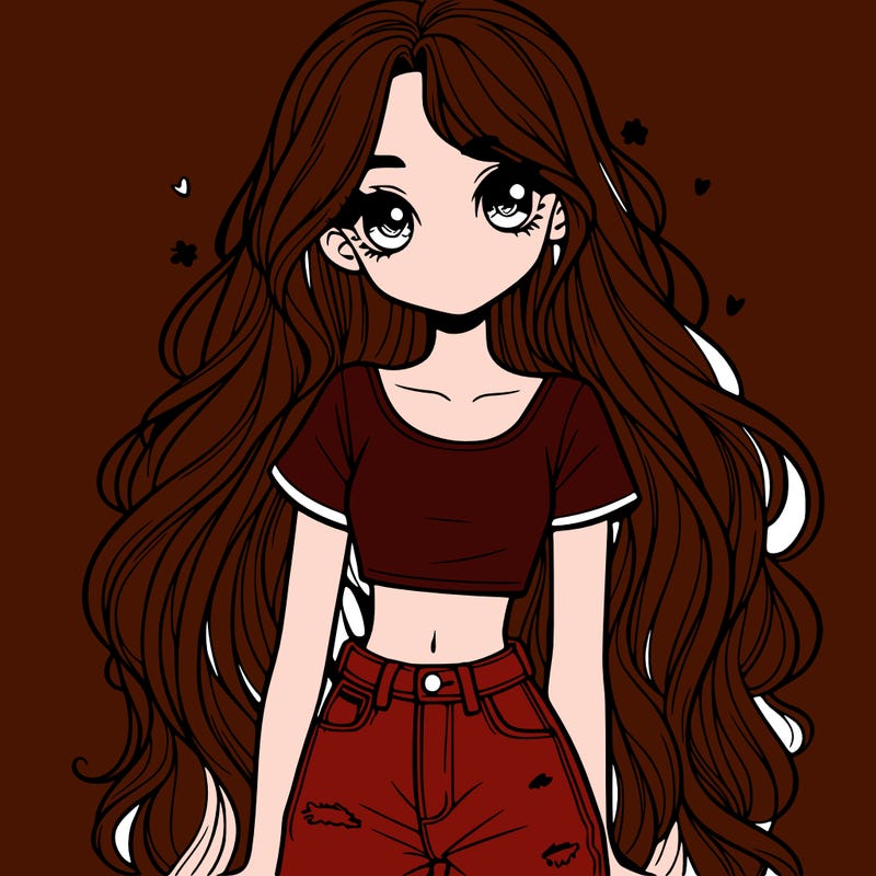 girl with long hair with jeans and crop top