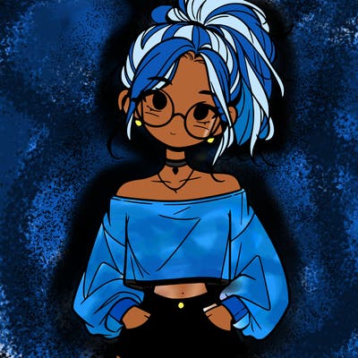 girl with a messy ponytail glasses a baggy crop top and jean shorts