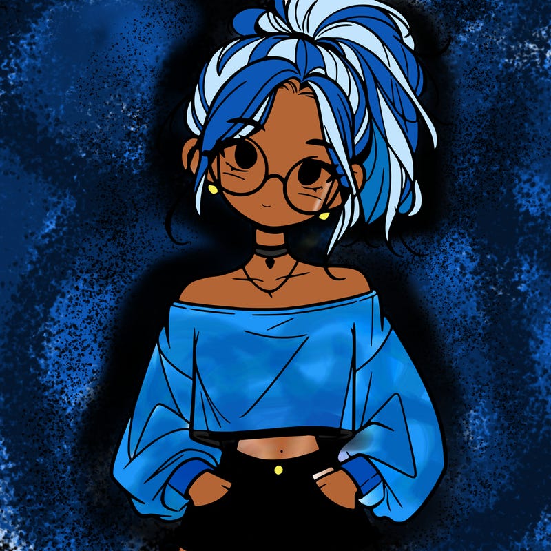 girl with a messy ponytail glasses a baggy crop top and jean shorts