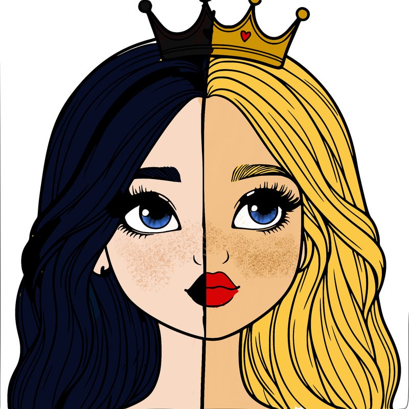 a realistic girl with a crown on