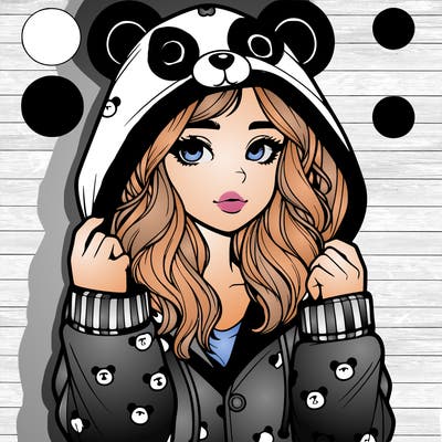 realistic girl in a animal pjs hoodie