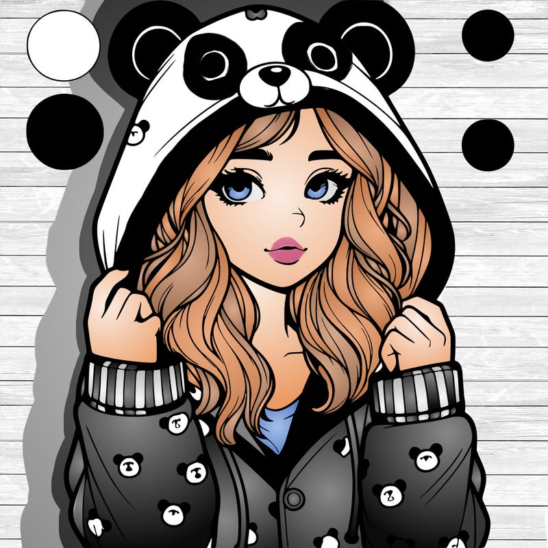 realistic girl in a animal pjs hoodie