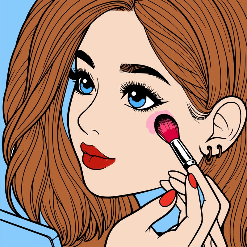 a realistic girl doing her makeup