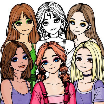 a group of girls realistic