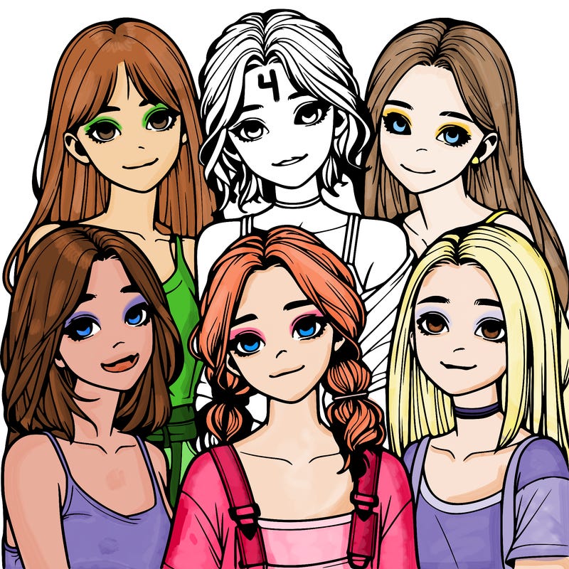 a group of girls realistic