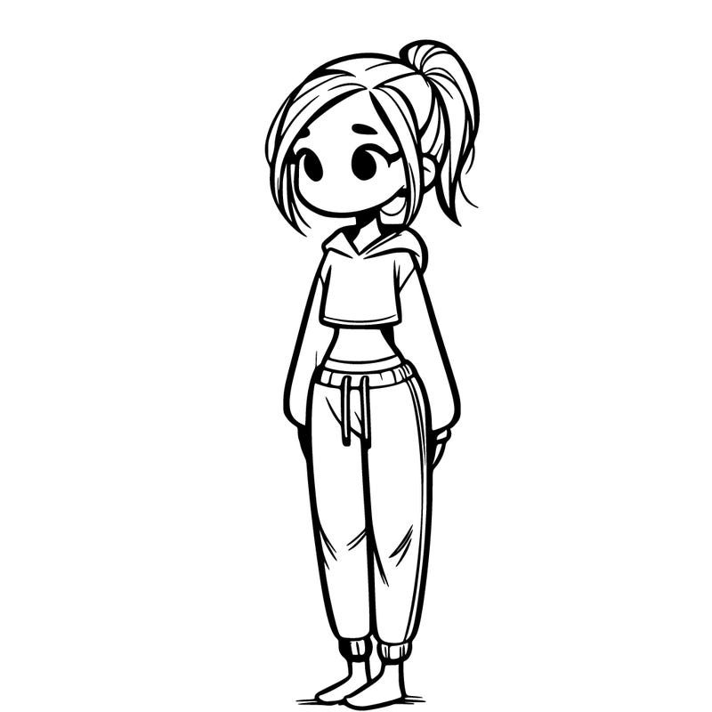 skinny girl in sweatpants