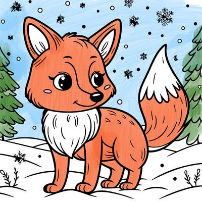 a fox in the snow