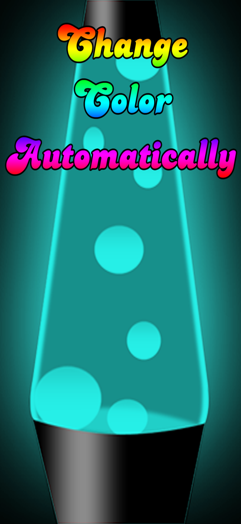 Lava Lamp Simulator - A digital teal lava lamp with floating bubbles and text saying Change Color Automatically