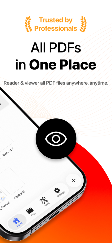 PDF AI App-Oberfläche auf einem Mobiltelefon mit Dokumentenverwaltungsfunktionen und professionellem Vertrauenssiegel