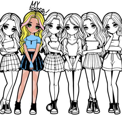 a group of girls realistic