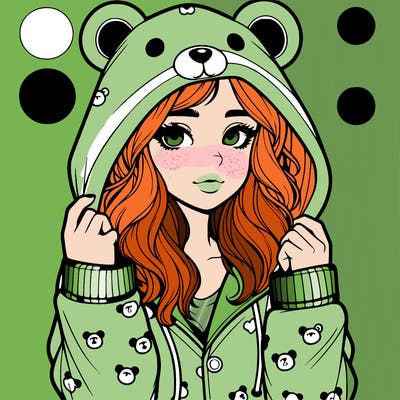 realistic girl in a animal pjs hoodie