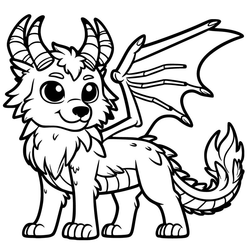 a wolf with dragon horns and wings