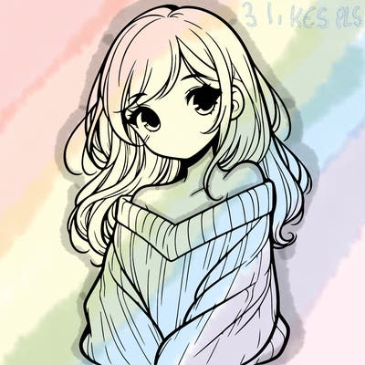 shy pretty girl wearing a sweater that is falling off one shoulder portrait