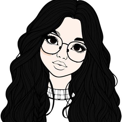 girl with long hair and freckles and glasses realistic