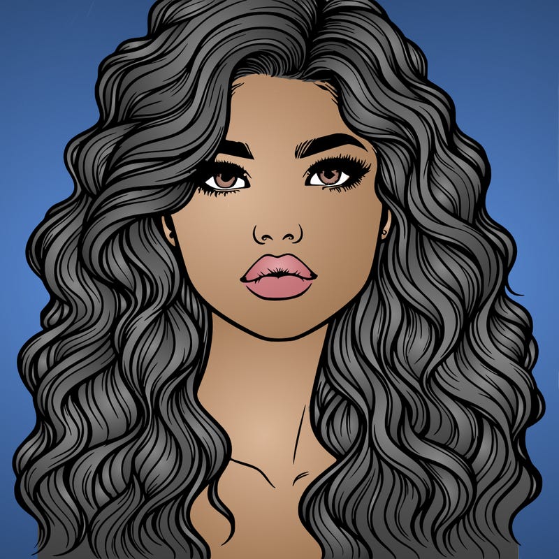 realistic girl with wavy hair and lips