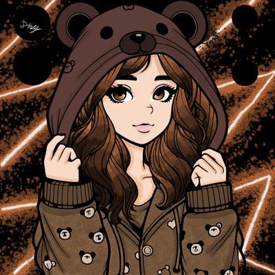 realistic girl in a animal pjs hoodie