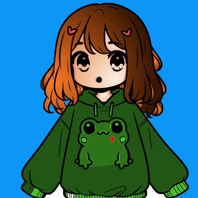 girl wearing frogging sweatshirt