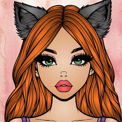 realistic girl with fox ears and realistic lips