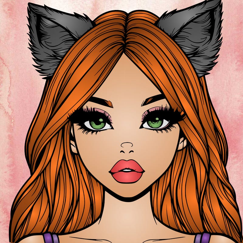 realistic girl with fox ears and realistic lips