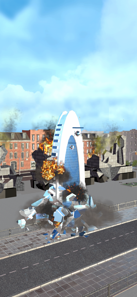 City Demolish: Rocket Smash! - Realistic physics based destruction of a white skyscraper with explosions in City Demolish Rocket Smash