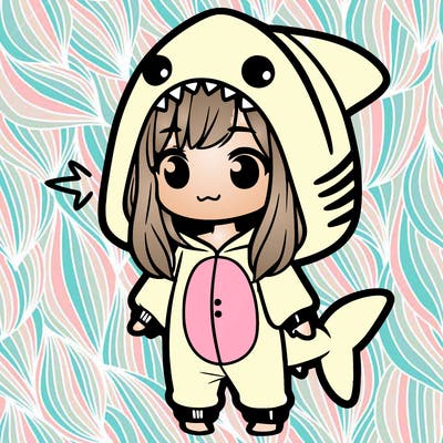 girl in shark onesie