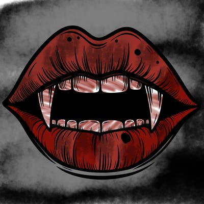 lips with vampire teeth