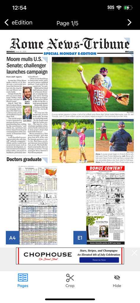 Digital e-edition replica of the Rome News-Tribune newspaper on a mobile app