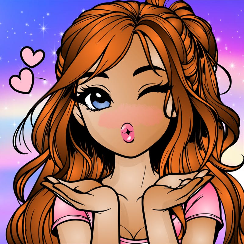 realistic girl winking and blowing a kiss while making heart hands