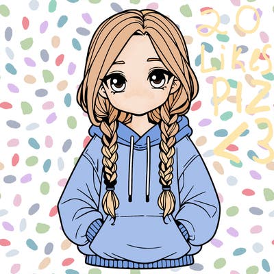 a realistic girl with a oversized hoodie and she has braids