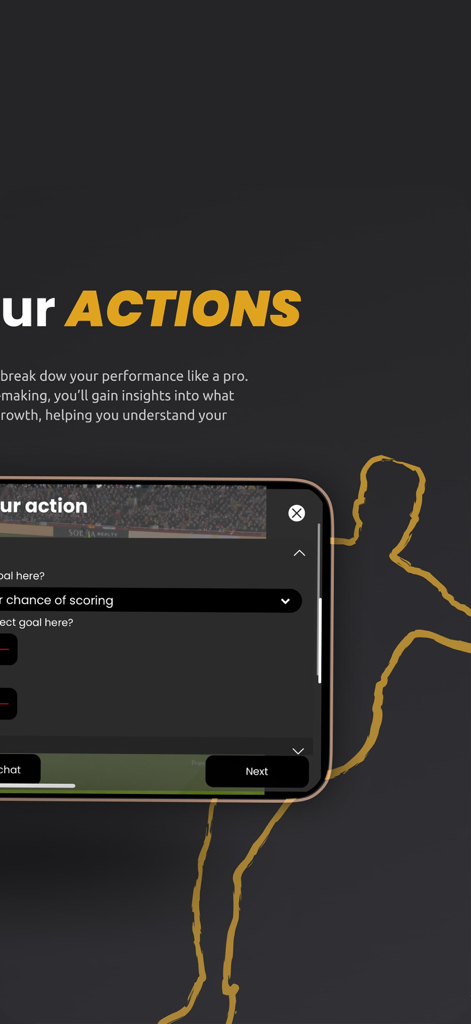 Smart11 - Interfaz de la aplicación móvil Smart11 para análisis de vídeo de fútbol profesional y perspectivas tácticas