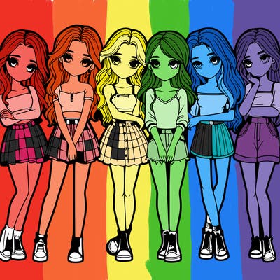 a group of girls realistic