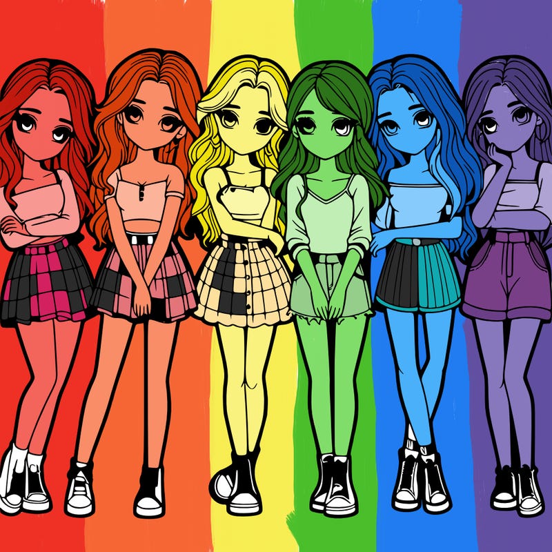 a group of girls realistic