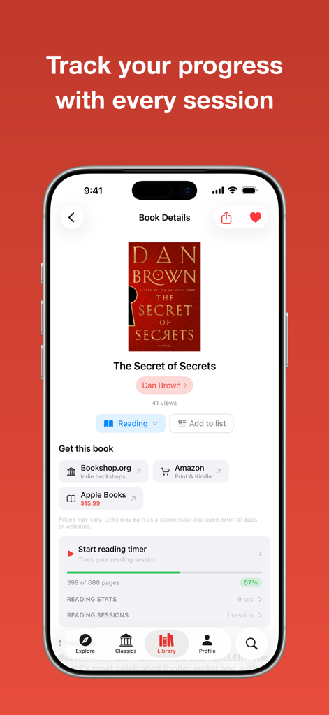 Must Read – The Book Tracker - Must Read app screen showing book details and reading progress tracking