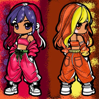 girl in crop top and baggy pants