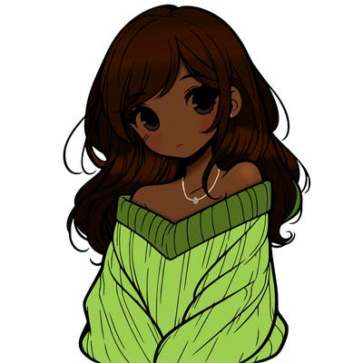 shy pretty girl wearing a sweater that is falling off one shoulder portrait