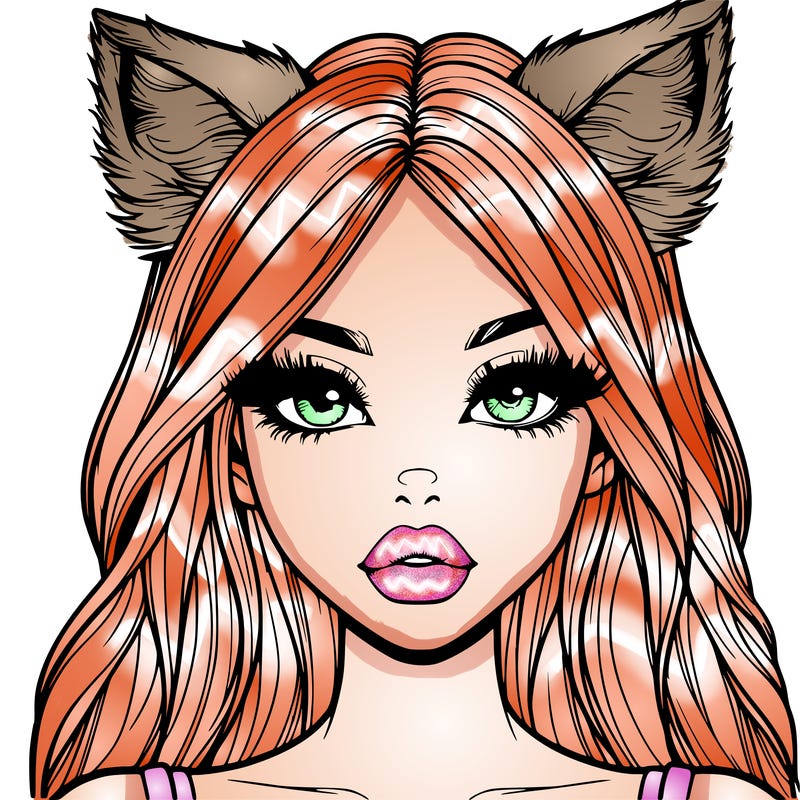 realistic girl with fox ears and realistic lips