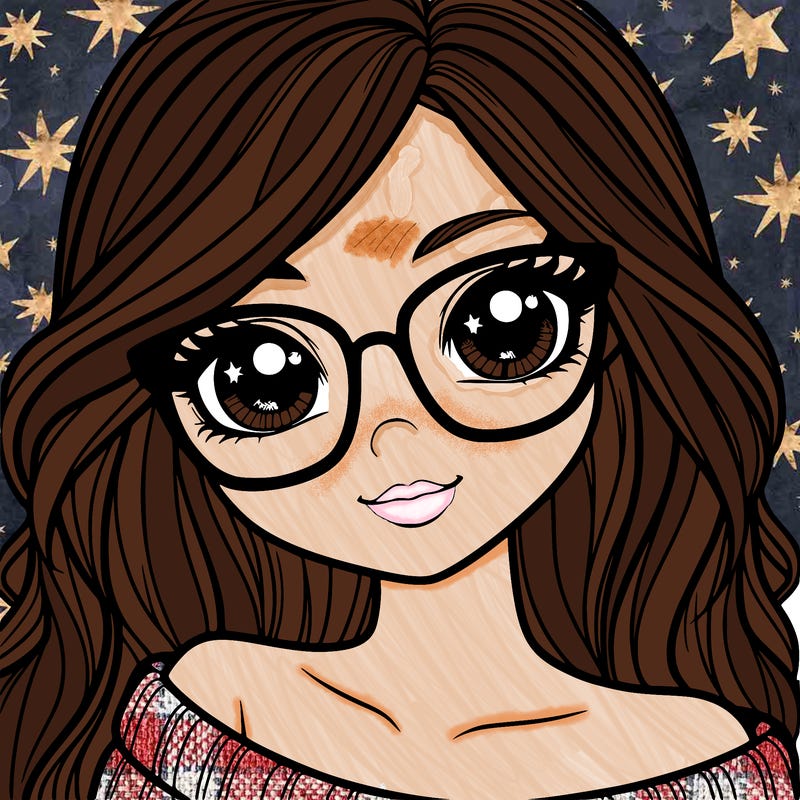 girl with beautiful eyes, hair, and glasses