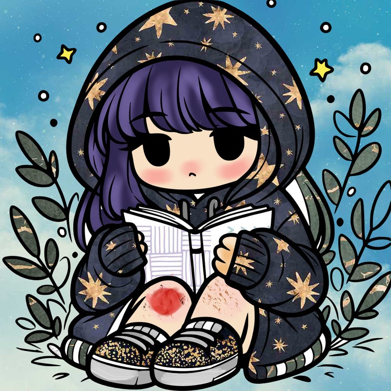 girl in oversized hoodie reading a book