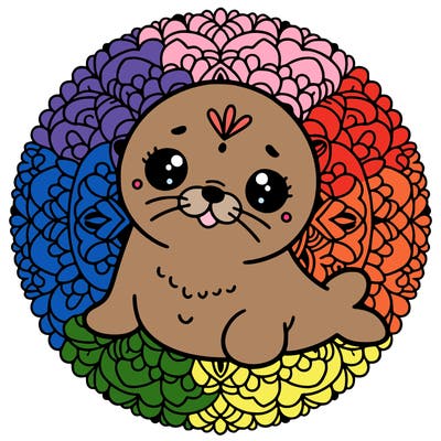 a cute baby seal mandala