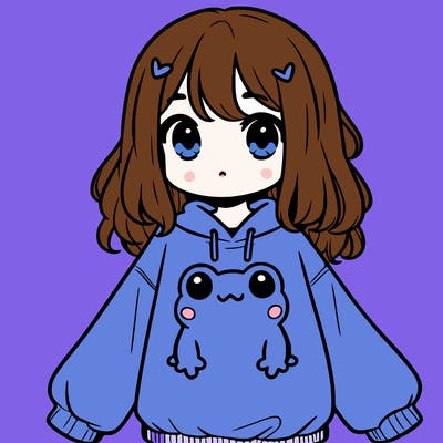 girl wearing frogging sweatshirt