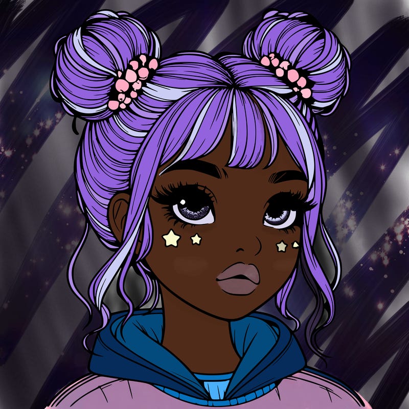 realistic girl with space buns