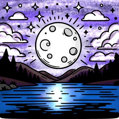 moonlight shining on a lake