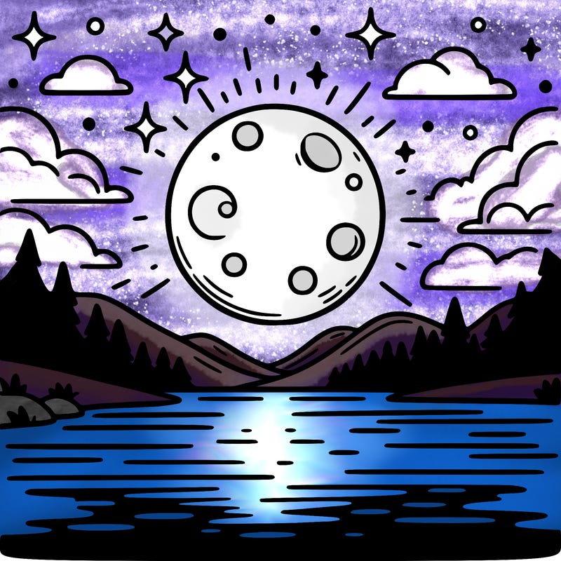 moonlight shining on a lake