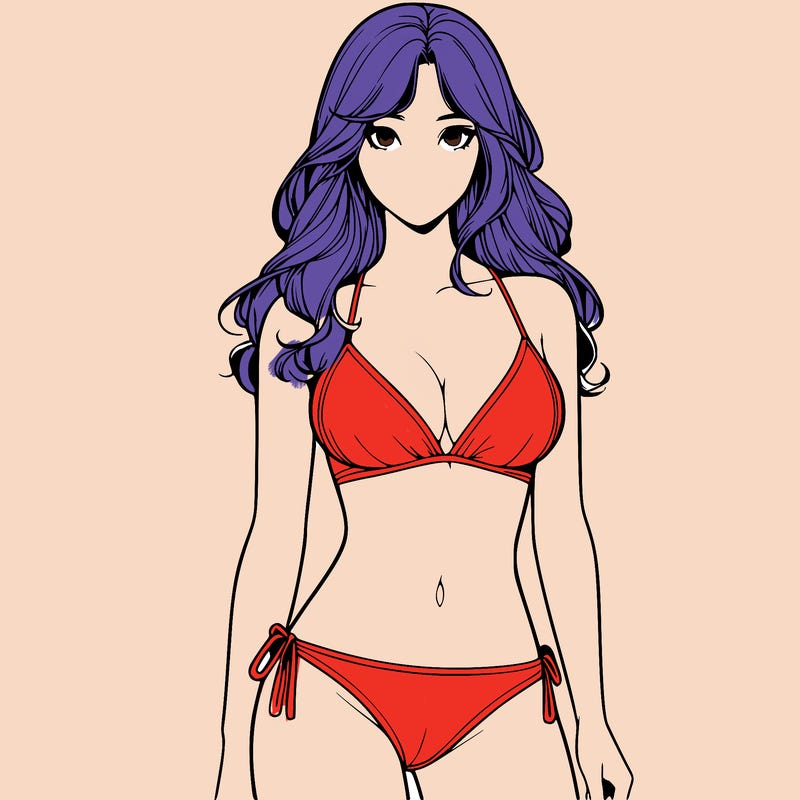 realistic girl with a revealing swimsuit