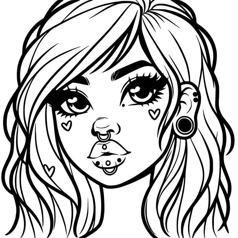 girl with hair and lips with peicings