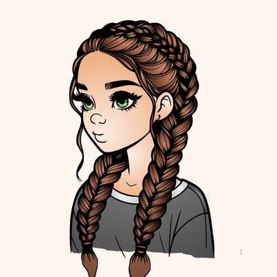 realistic girl with braids