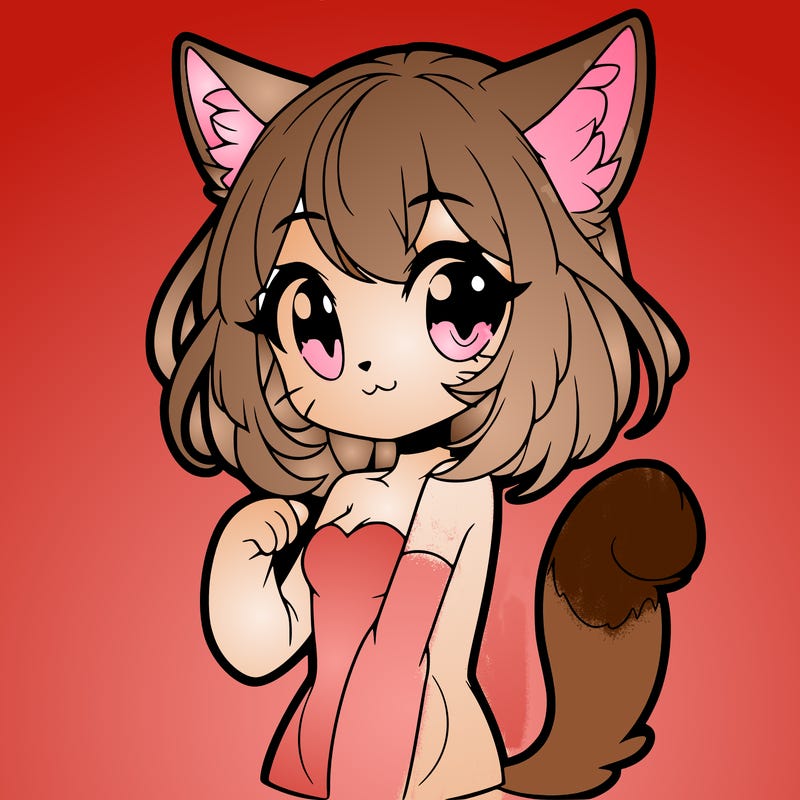 a anime cat but with a human/anime girl