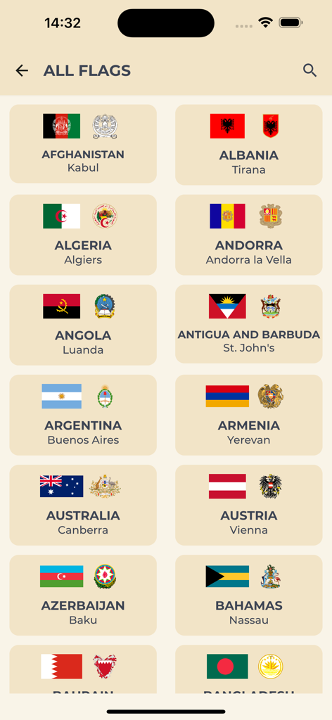 Guess the Flags - of the World - Uma lista de países do mundo com suas bandeiras, brasões e capitais